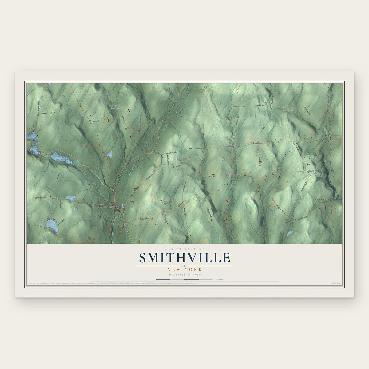 Smithville, New York map print, the full design