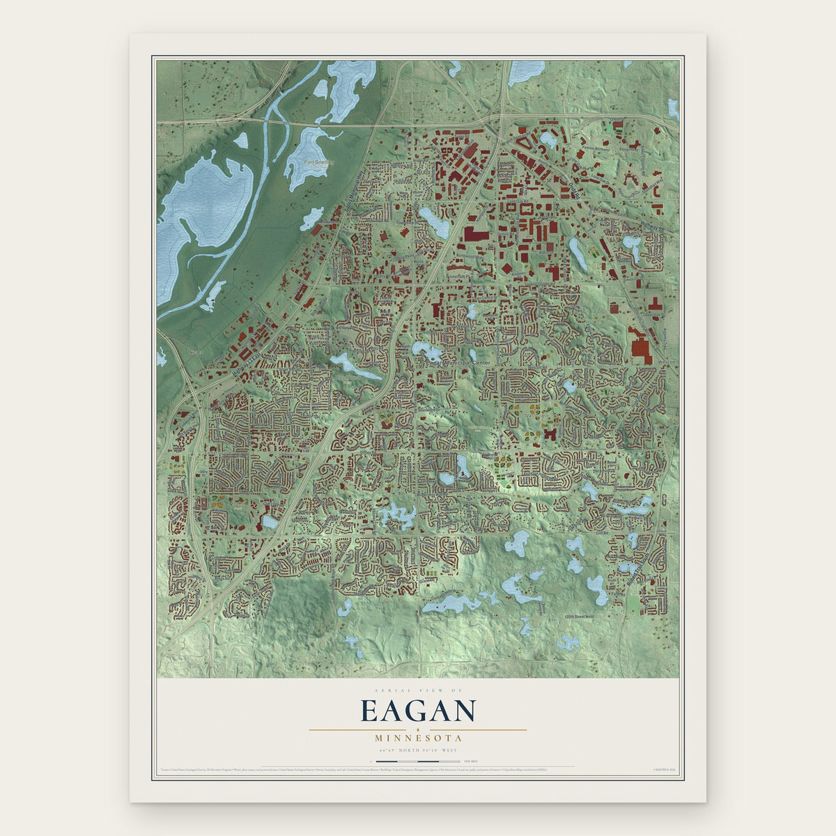 Eagan, Minnesota map print, the full design