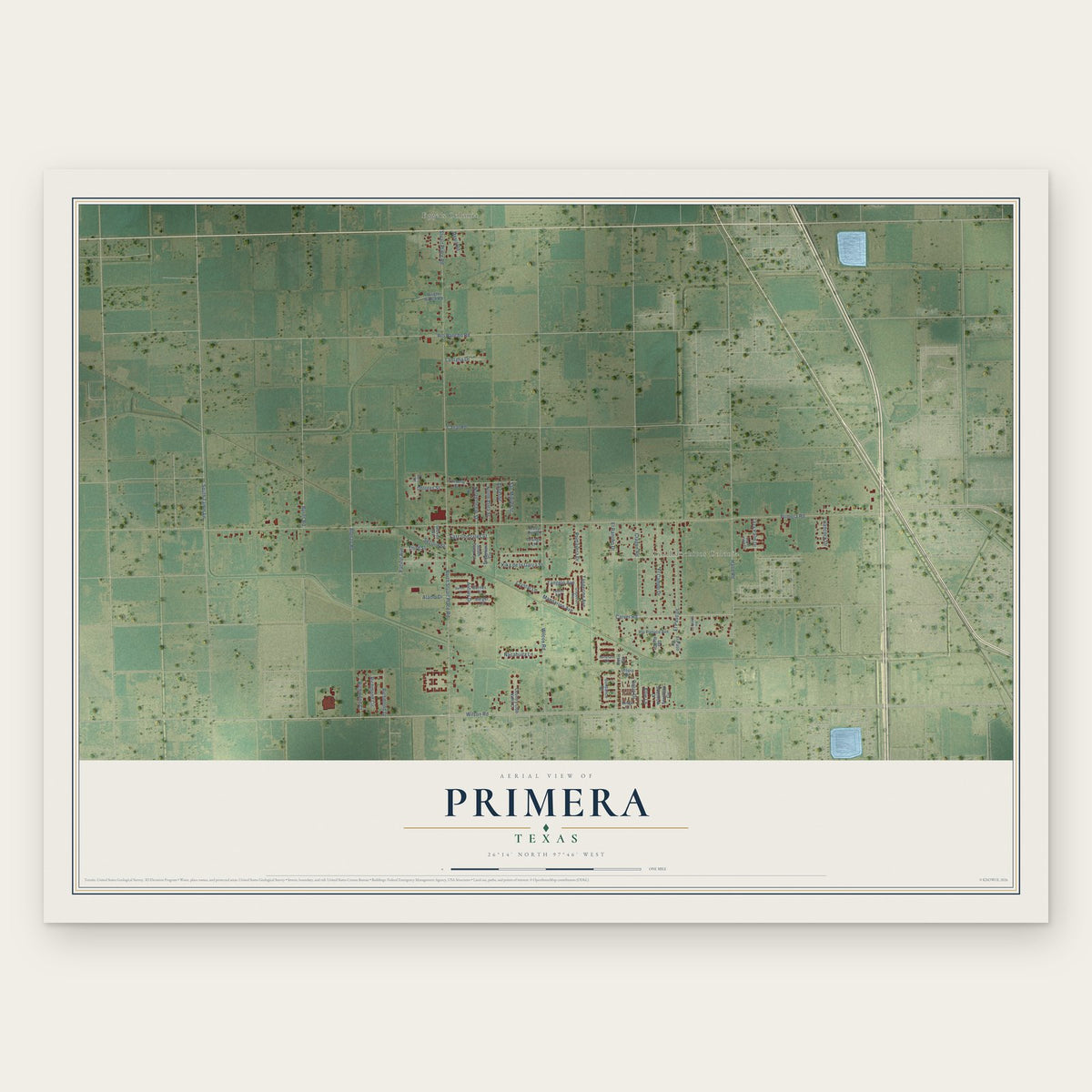 Primera, Texas map print, the full design