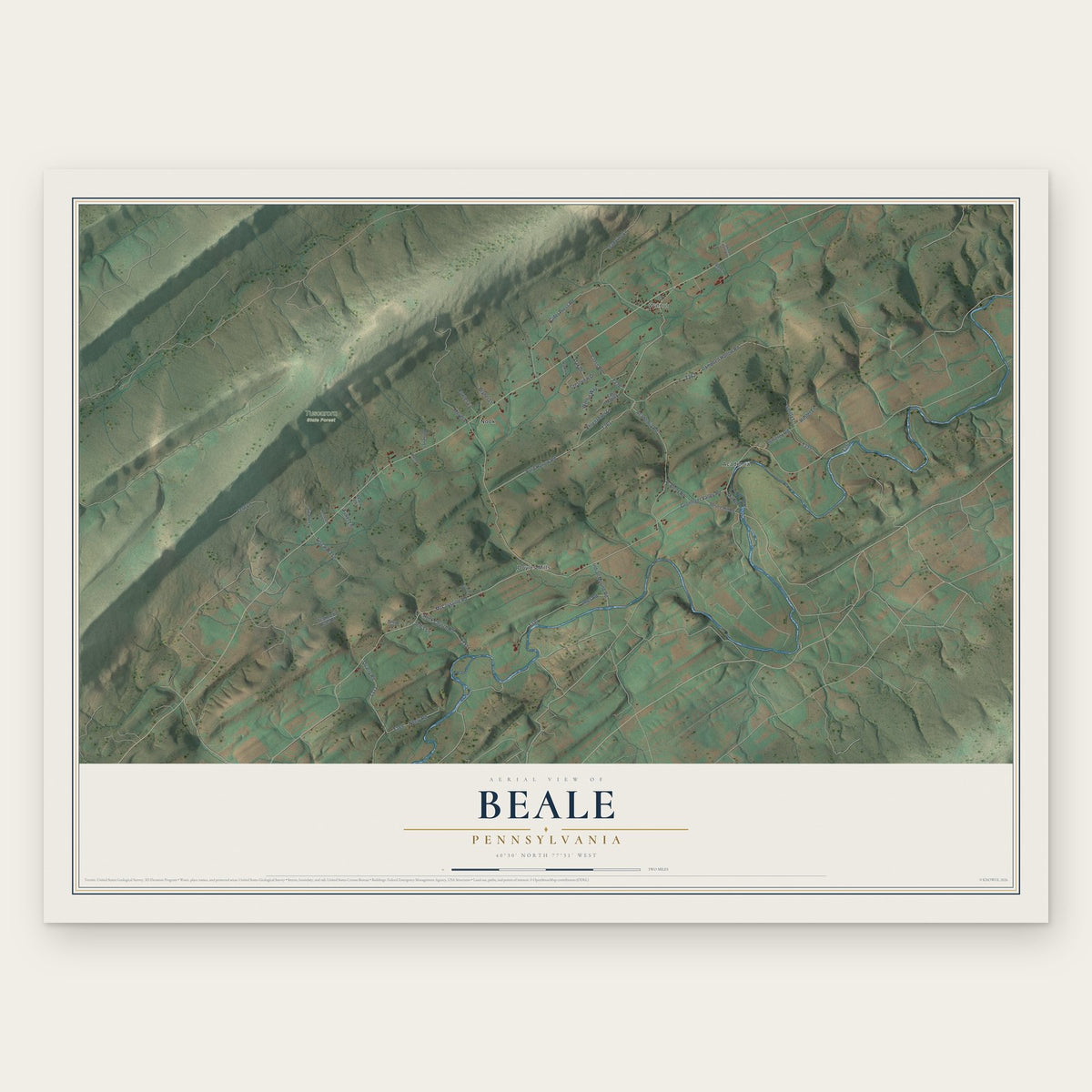 Beale, Pennsylvania map print, the full design