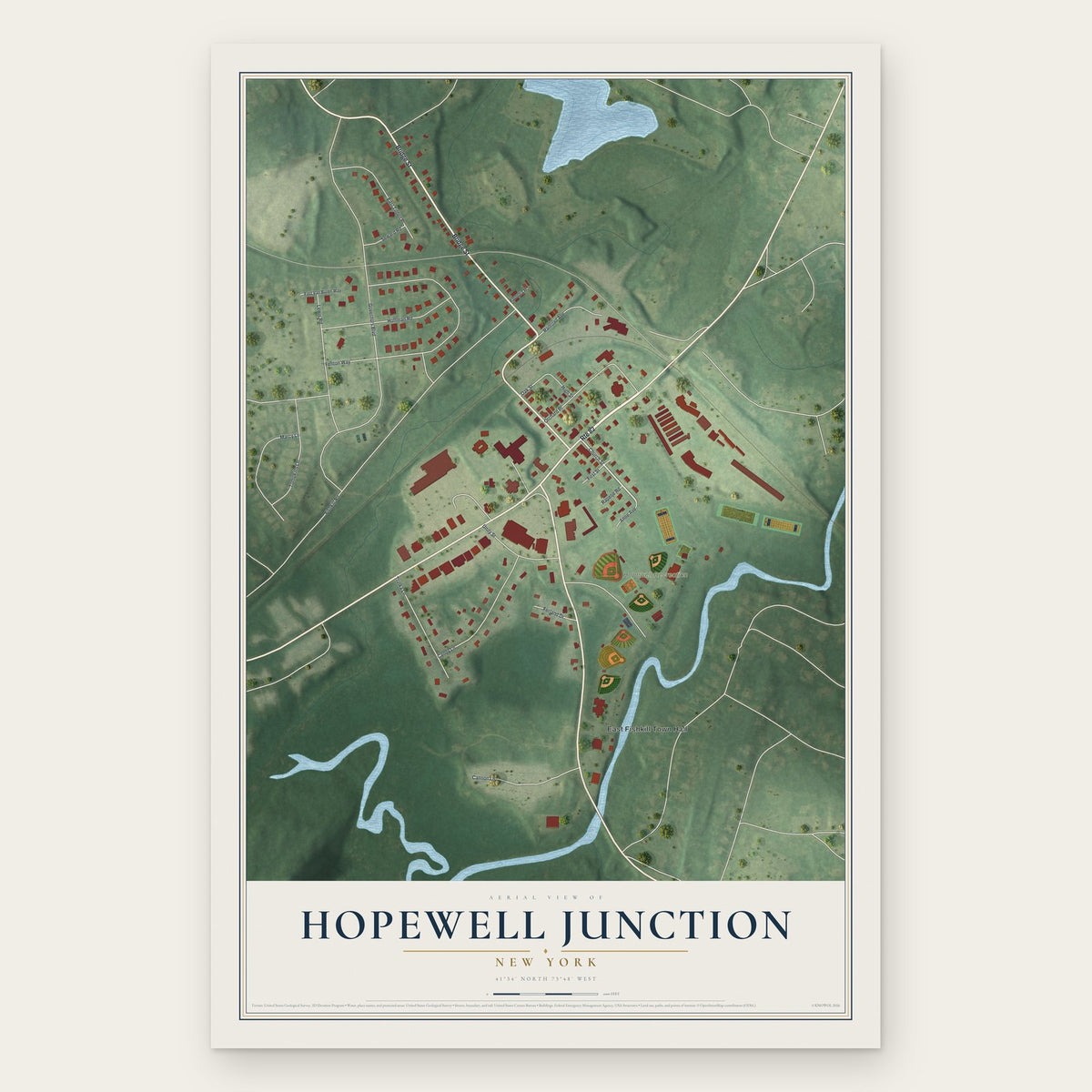 Hopewell Junction, New York map print, the full design