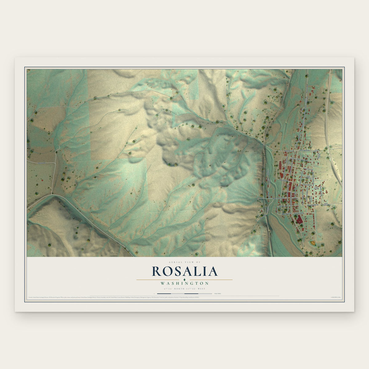 Rosalia, Washington map print, the full design