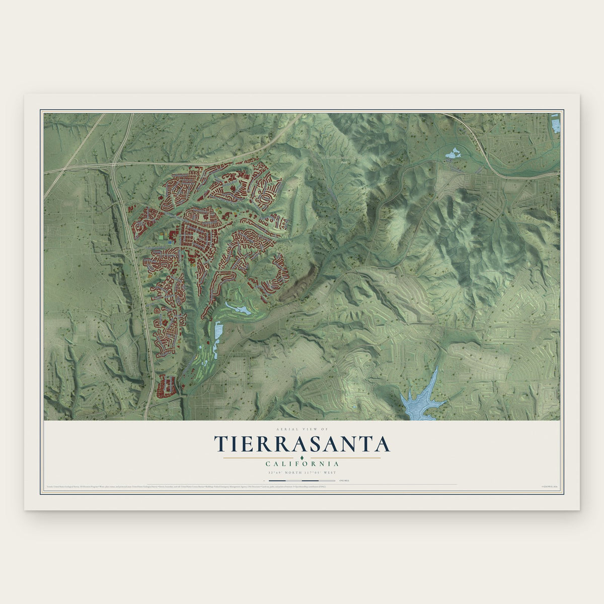 Tierrasanta, California map print, the full design