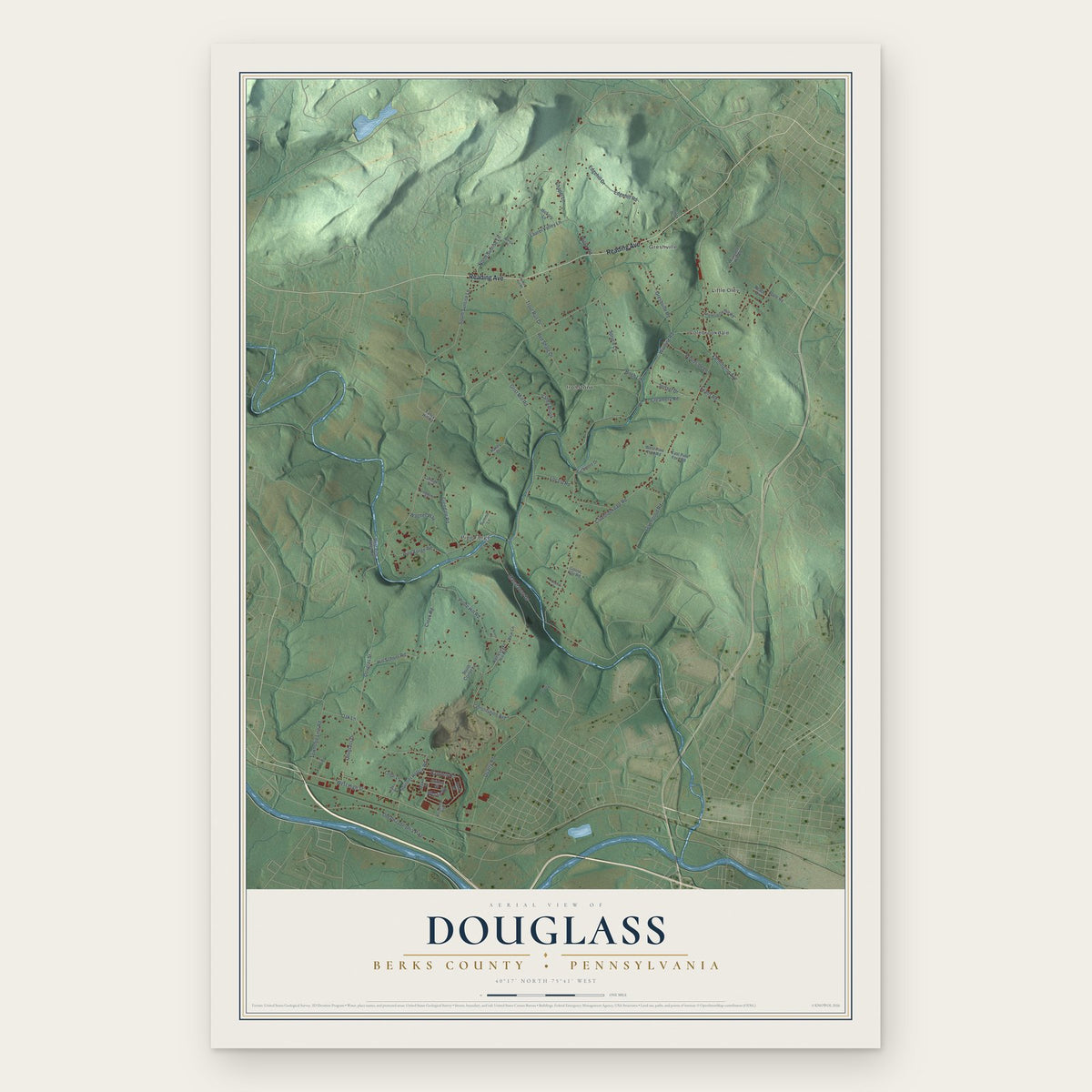 Douglass, Berks County, Pennsylvania map print, the full design