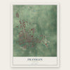 Franklin, Indiana map print, the full design