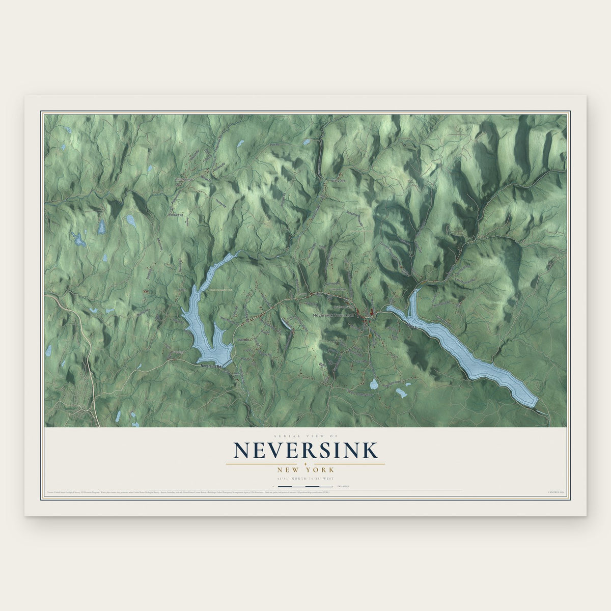 Neversink, New York map print, the full design
