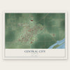 Central City, Nebraska map print, the full design