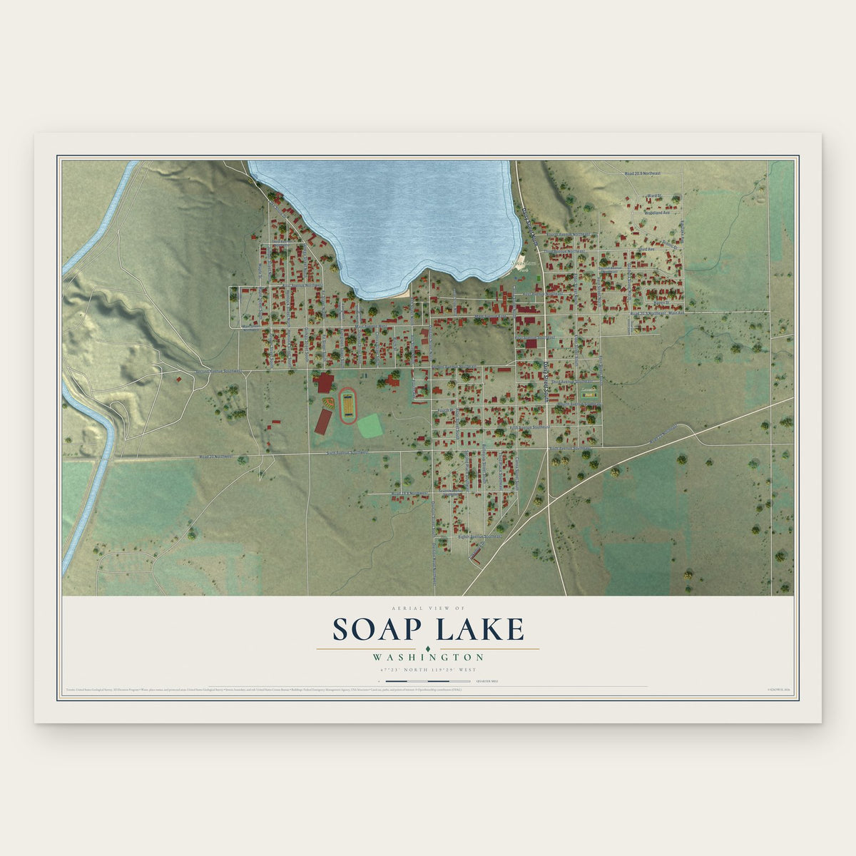 Soap Lake, Washington map print, the full design