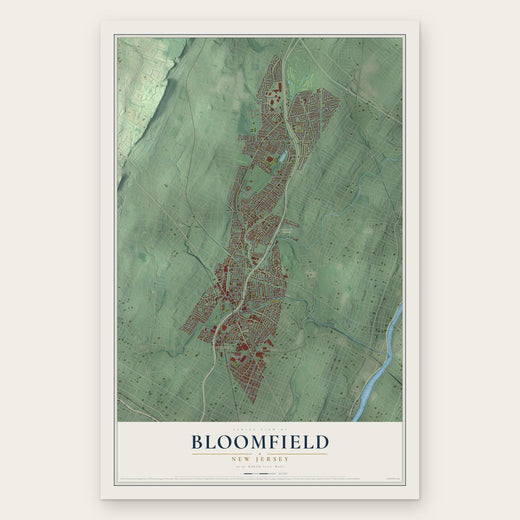 Bloomfield, New Jersey map print, the full design