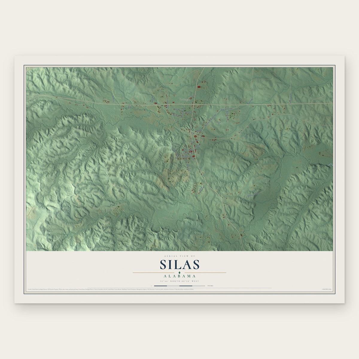 Silas, Alabama map print, the full design