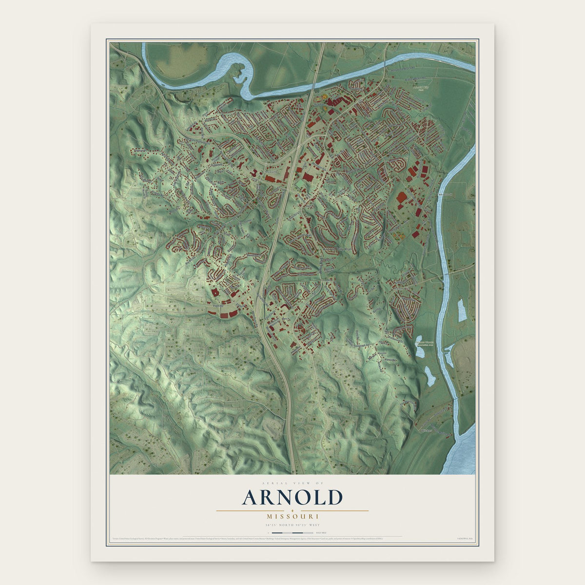 Arnold, Missouri map print, the full design