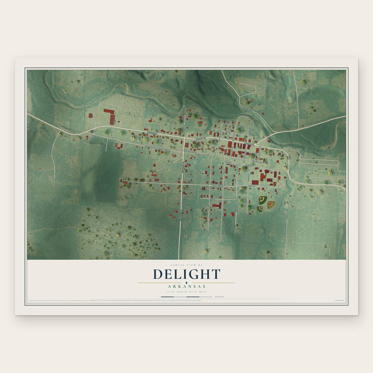 Delight, Arkansas map print, the full design