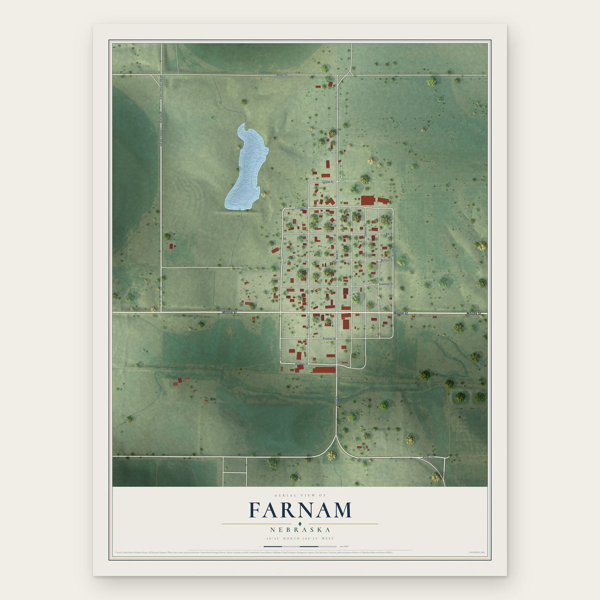 Farnam, Nebraska map print, the full design