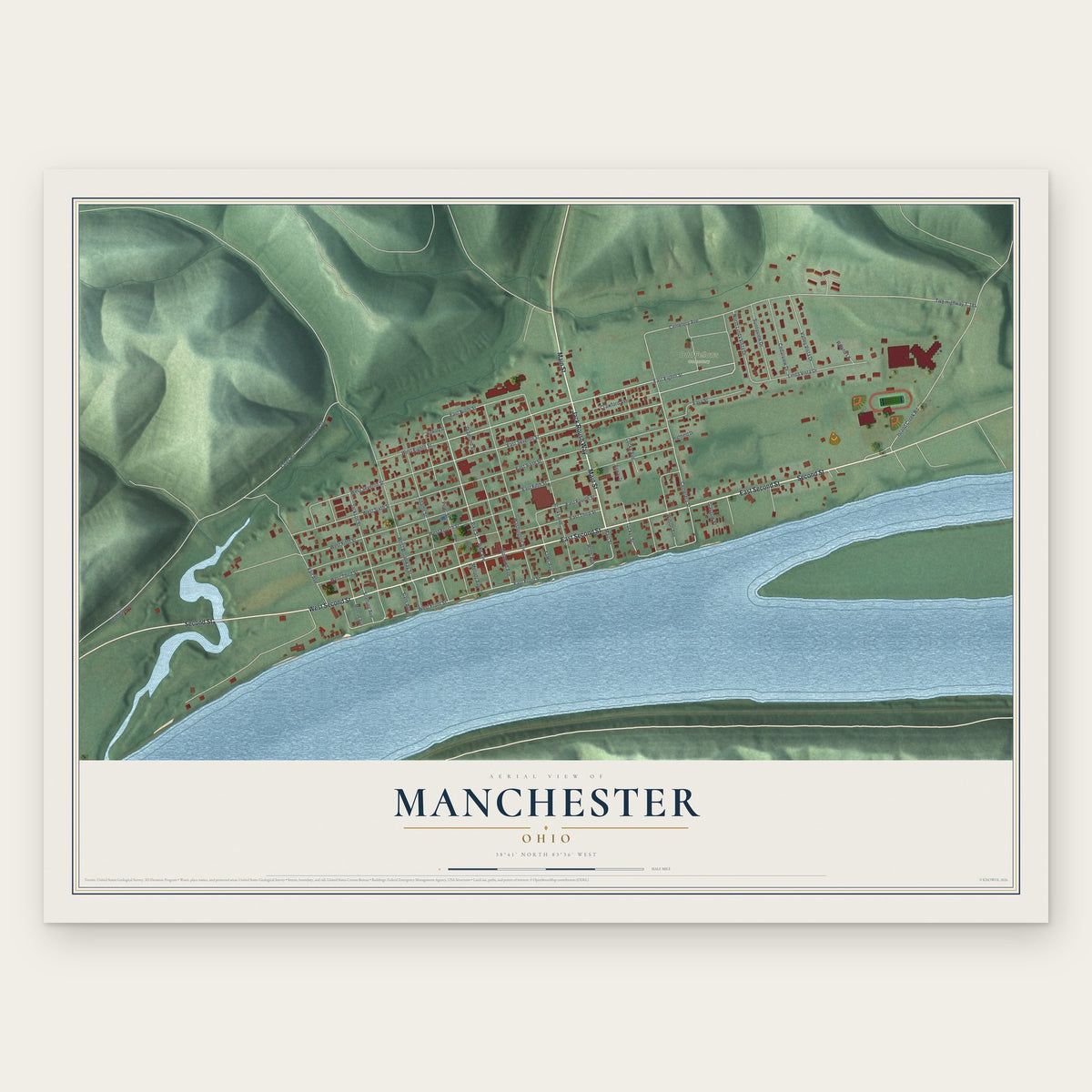 Manchester, Ohio map print, the full design