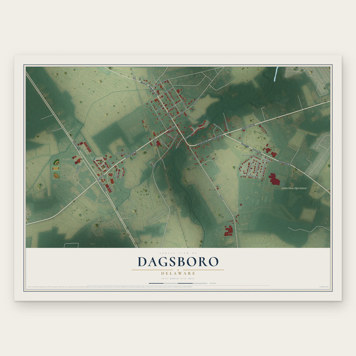 Dagsboro, Delaware map print, the full design