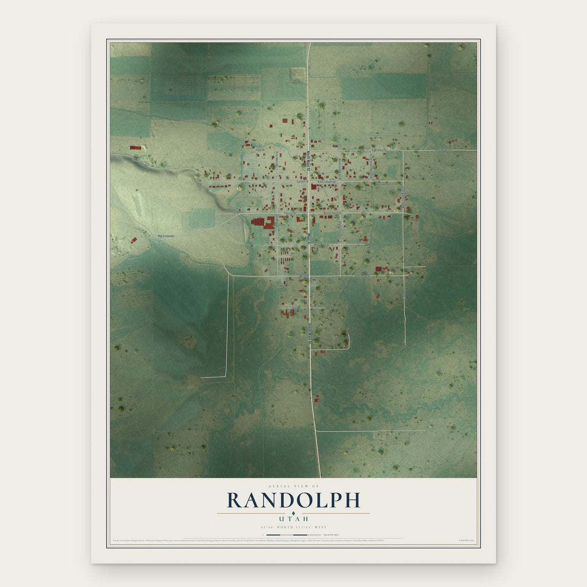 Randolph, Utah map print, the full design