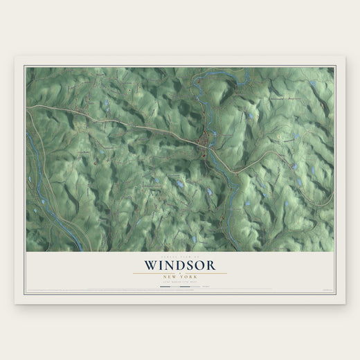 Windsor, New York map print, the full design