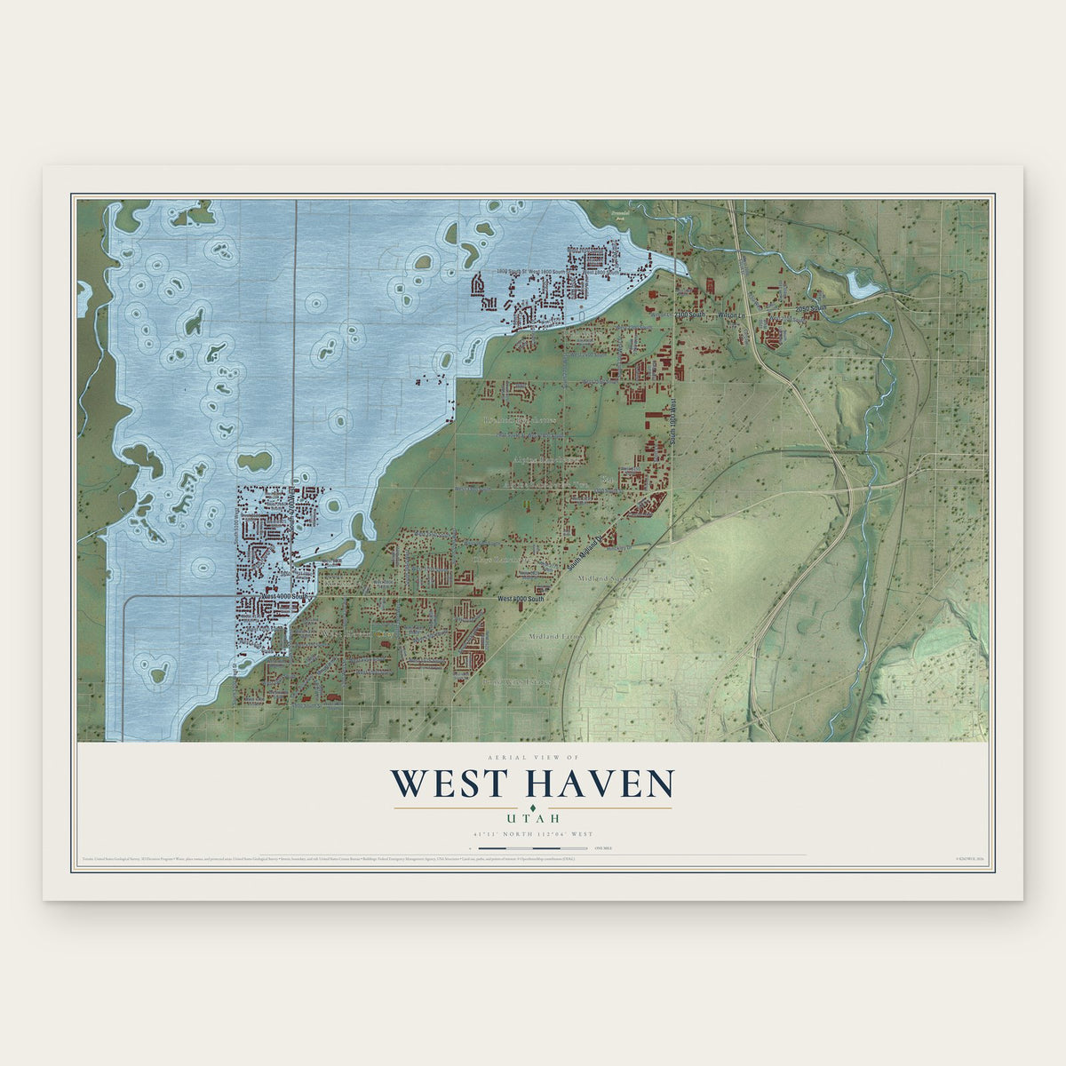 West Haven, Utah map print, the full design