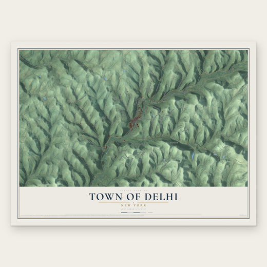 Town of Delhi, New York map print, the full design