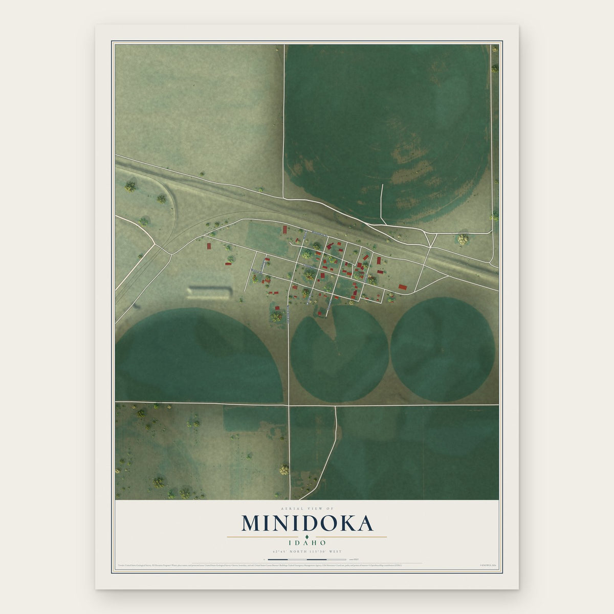 Minidoka, Idaho map print, the full design