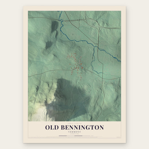 Old Bennington, Vermont map print, the full design
