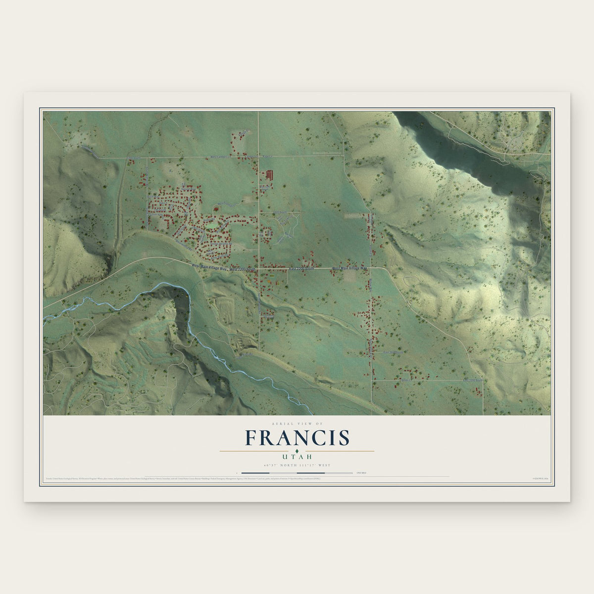 Francis, Utah map print, the full design