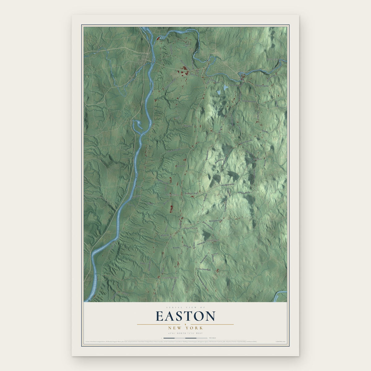 Easton, New York map print, the full design