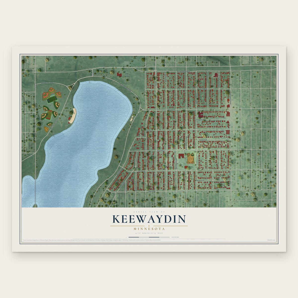 Keewaydin, Minnesota map print, the full design