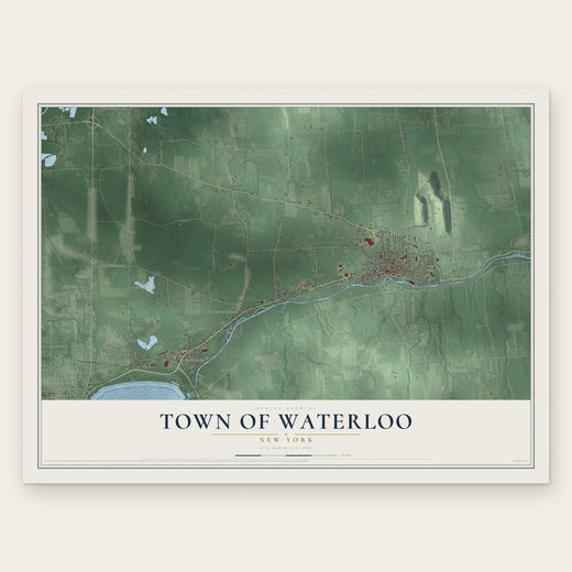 Town of Waterloo, New York map print, the full design