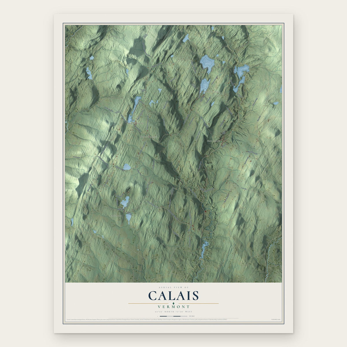 Calais, Vermont map print, the full design