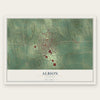 Albion, Illinois map print, the full design
