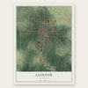Clinton, Kentucky map print, the full design