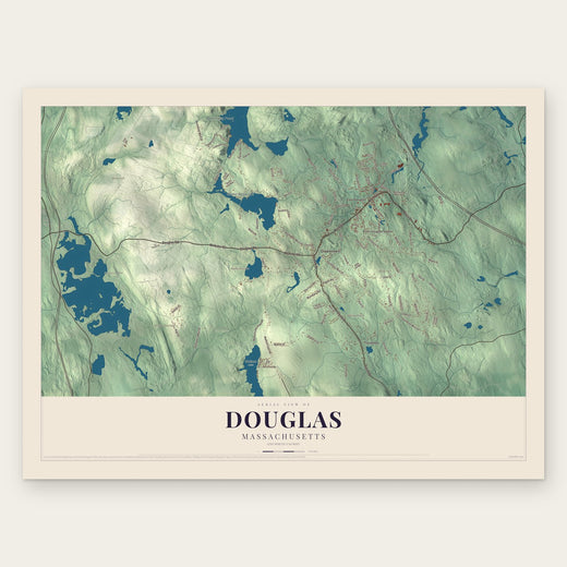 Douglas, Massachusetts map print, the full design