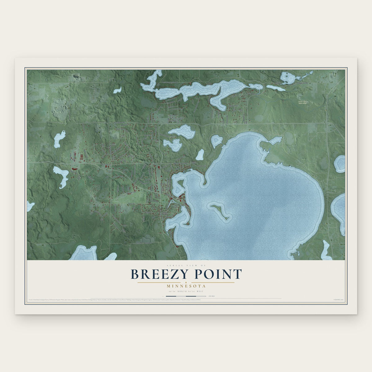 Breezy Point, Minnesota map print, the full design