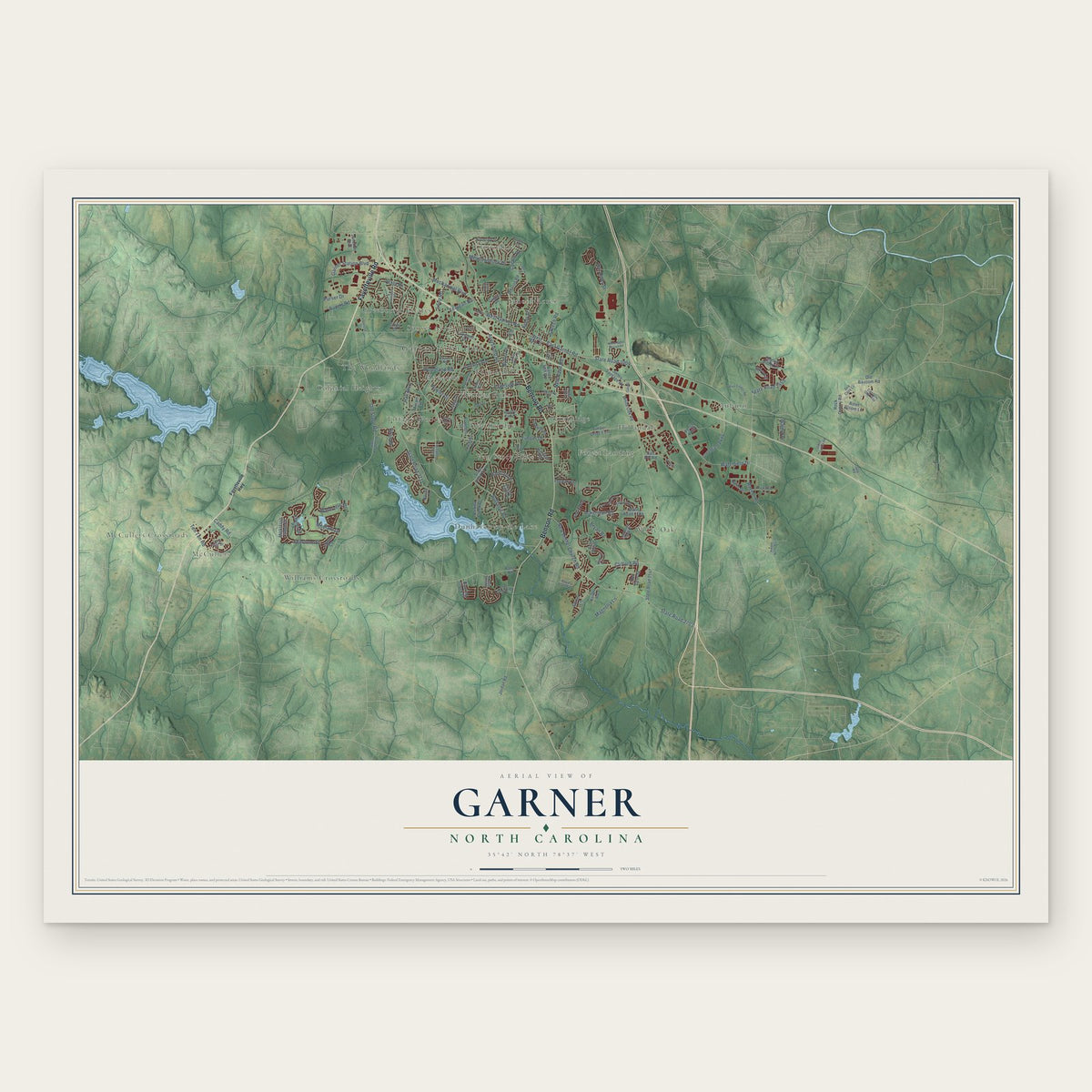 Garner, North Carolina map print, the full design