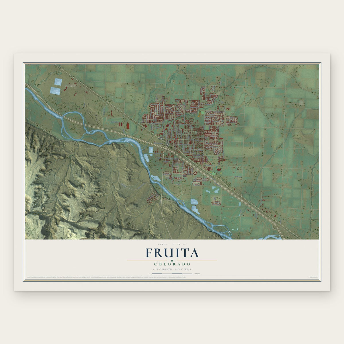 Fruita, Colorado map print, the full design