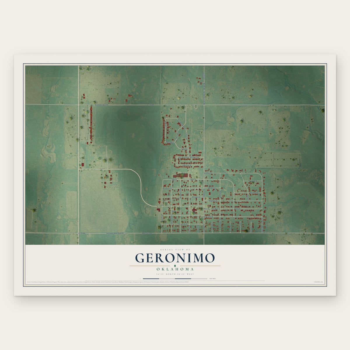 Geronimo, Oklahoma map print, the full design