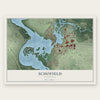 Schofield, Wisconsin map print, the full design