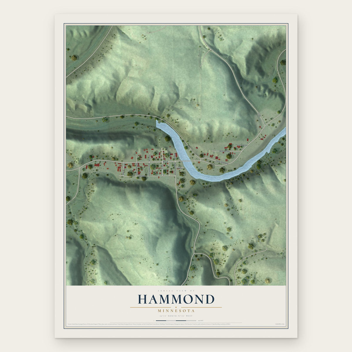 Hammond, Minnesota map print, the full design