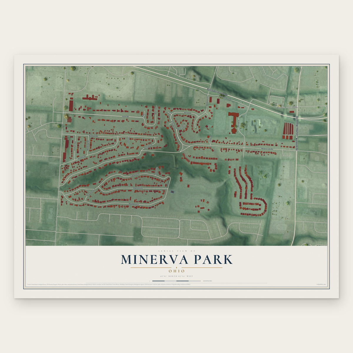 Minerva Park, Ohio map print, the full design