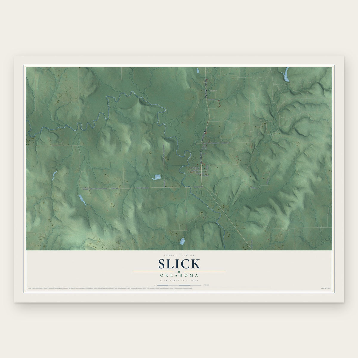 Slick, Oklahoma map print, the full design