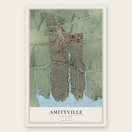 Amityville, New York map print, the full design