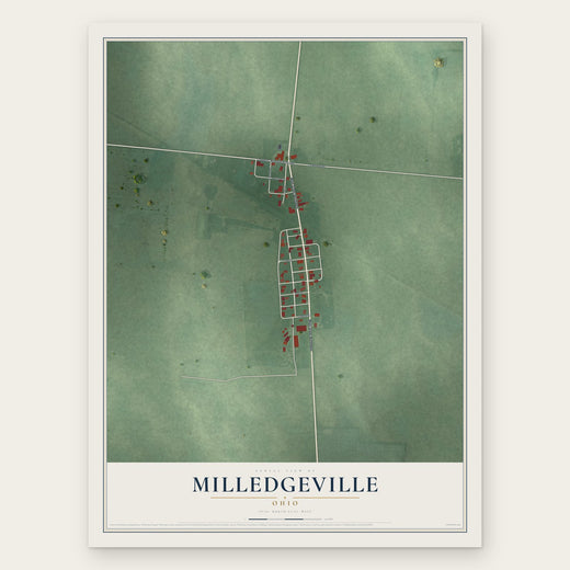 Milledgeville, Ohio map print, the full design