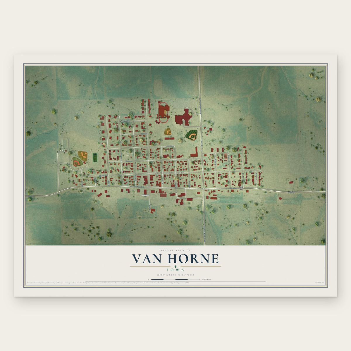 Van Horne, Iowa map print, the full design
