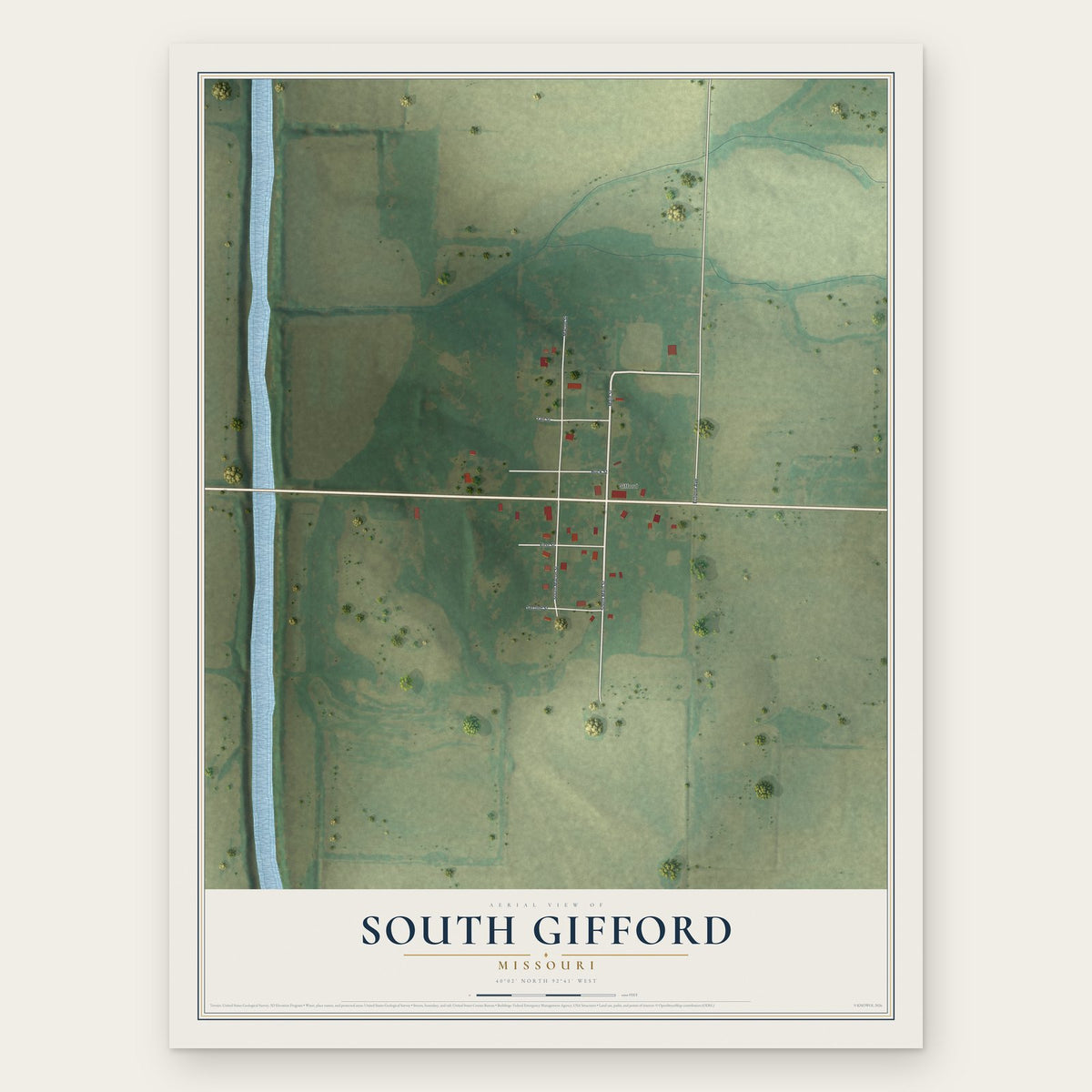 South Gifford, Missouri map print, the full design
