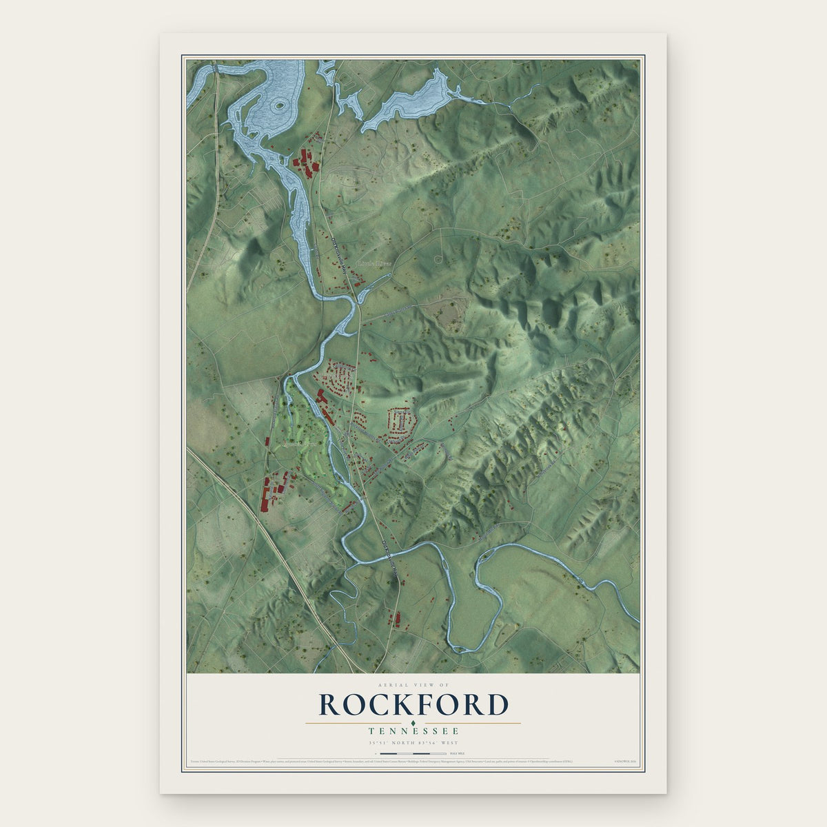 Rockford, Tennessee map print, the full design