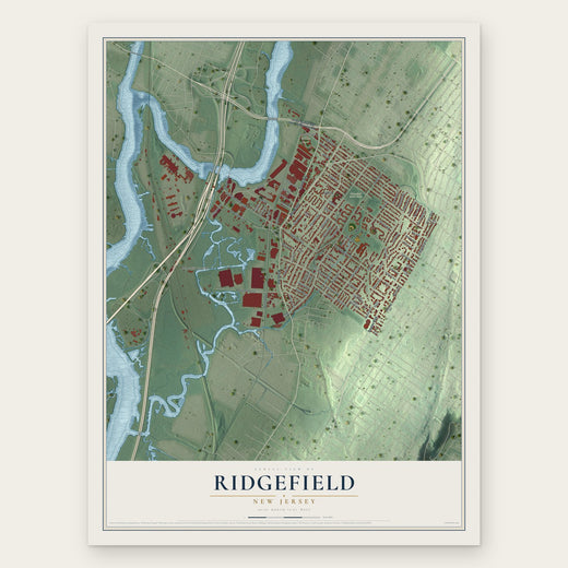 Ridgefield, New Jersey map print, the full design