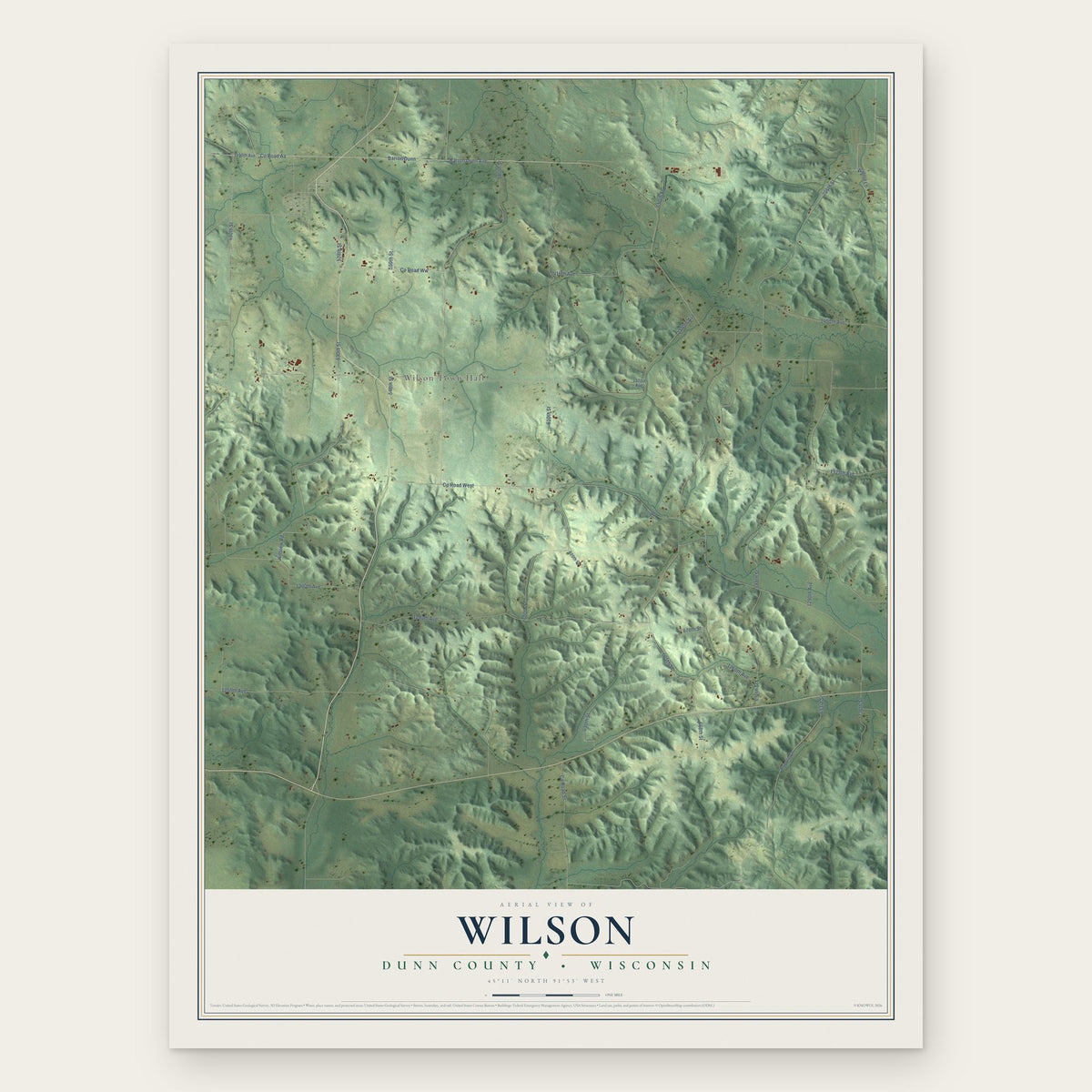 Wilson, Dunn County, Wisconsin map print, the full design