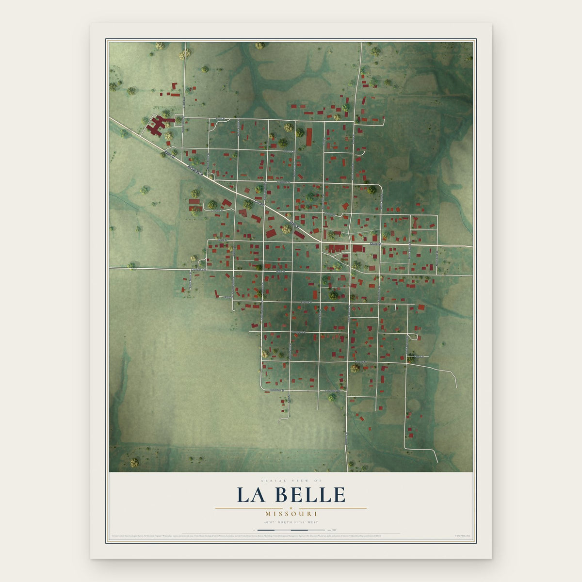 La Belle, Missouri map print, the full design