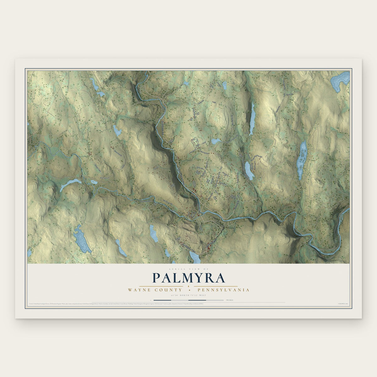 Palmyra, Wayne County, Pennsylvania map print, the full design